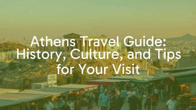 The Acropolis of Athens under golden sunlight, ancient ruins with modern city in the background, vibrant street life with locals in markets, realistic and warm atmosphere.