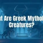 Mythological Greek creatures, including a chimera, minotaur, and hydra, in an ancient Greek temple setting, dark and mysterious atmosphere, highly detailed illustration.
