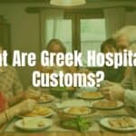 A warm Greek family welcoming guests with food and drinks, traditional setting, cozy atmosphere, realistic.
