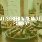 Greek wine and food pairing, rustic table with a bottle of Greek wine, fresh seafood, and grilled meats, sunny Mediterranean setting, warm and inviting, realistic.