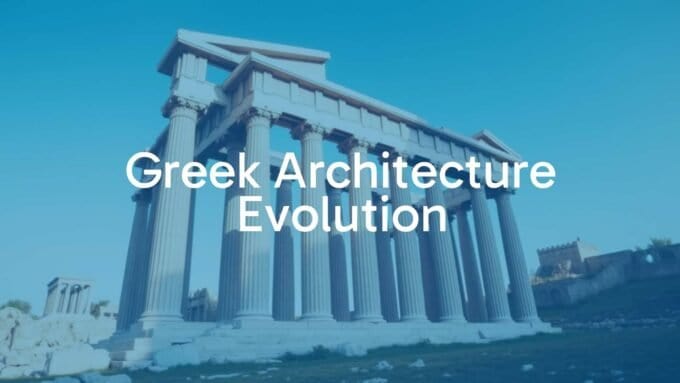 Majestic Greek temple with tall columns, classical Doric style, clear blue sky, ancient ruins in the background, detailed and realistic.