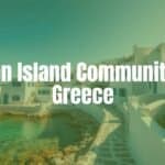 A serene, hidden Greek island village with white-washed houses, blue shutters, and narrow stone pathways, surrounded by crystal-clear turquoise water, golden sunlight, peaceful atmosphere, realistic style.