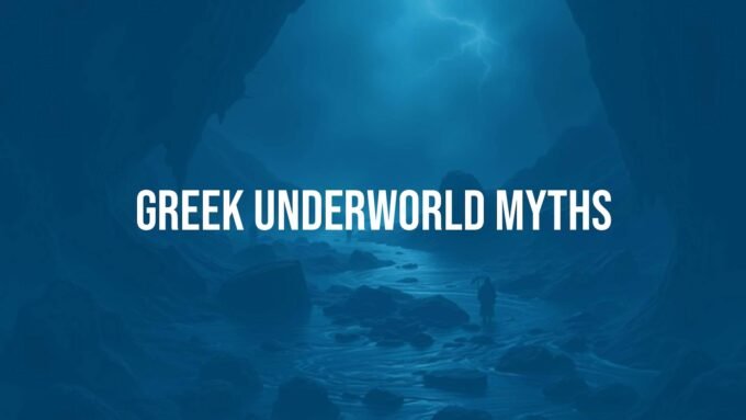 A dark and mystical underworld ruled by Hades, featuring shadowy rivers, gloomy landscapes, and ghostly figures, ancient Greek style.